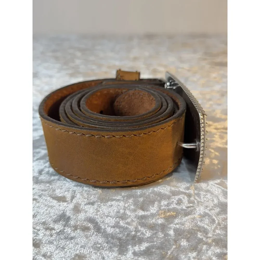 Justin USA Leather‎ Belt American Flag Western Buckle Brown Size 40 Cowboy